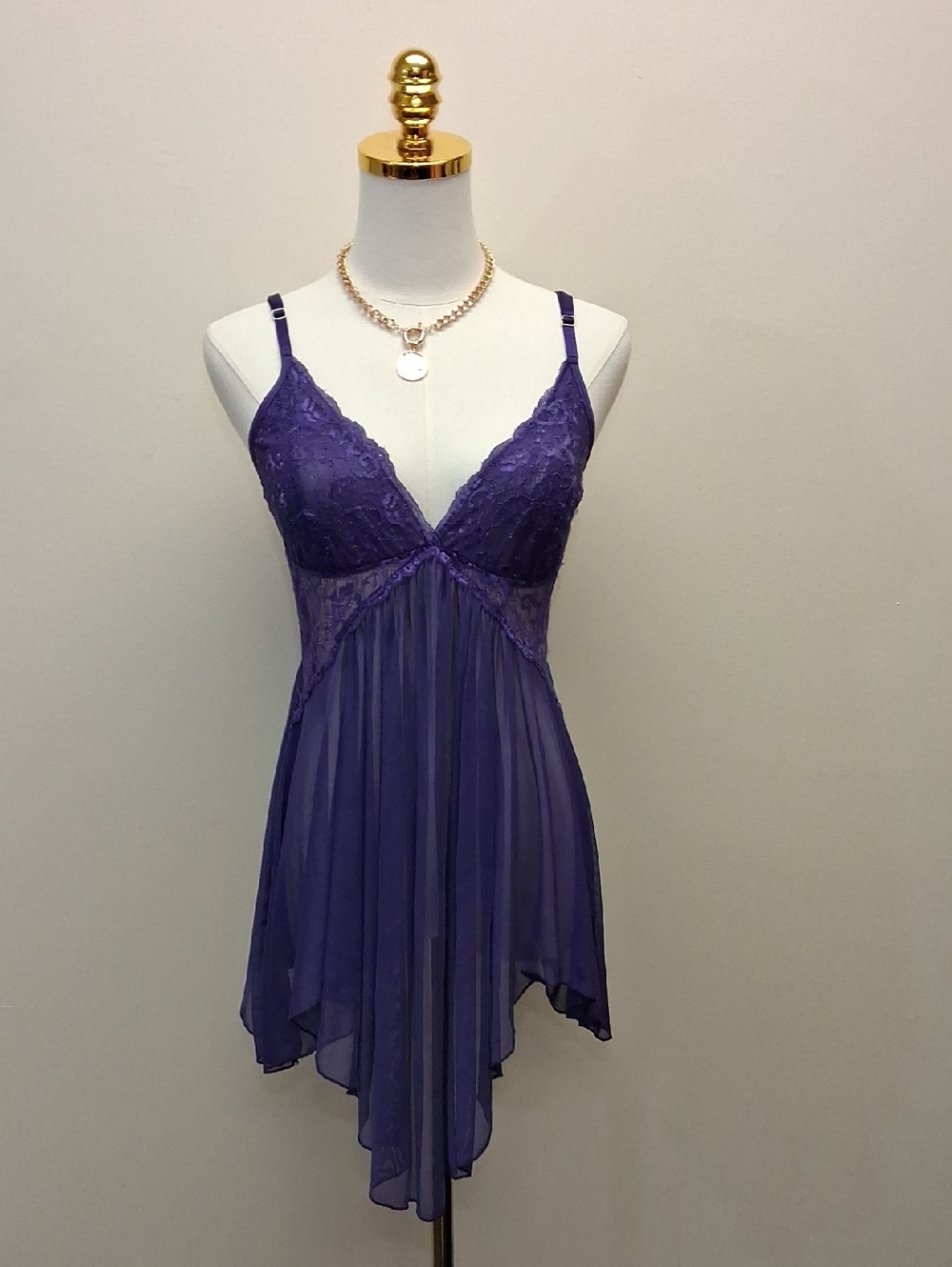 Avidlove Purple Lace Babydoll Chemise Nightgown Size Medium